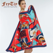 

2017 Luxury Brand 100% Twill Silk Scarf Woman Big Size Letters Leopard Neckerchief Square Female Shawl Hijab Neck Wraps Echarpe