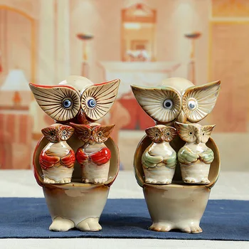 

animal owl set ceramic home decor crafts figurines garden courtyard rockery porcelain decorations accessories birthday gift
