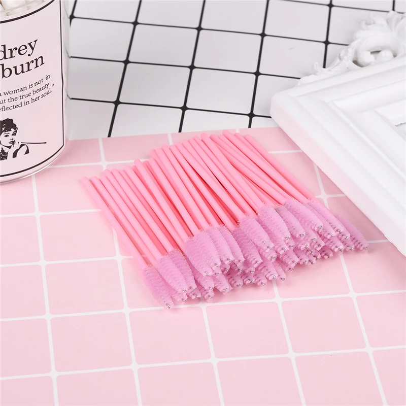 

50Pcs/pack Fashionable Disposable Applicator Mascara Wands Cosmetic Brushes Eyelash Brush Stick Comb Makeup Tool P0