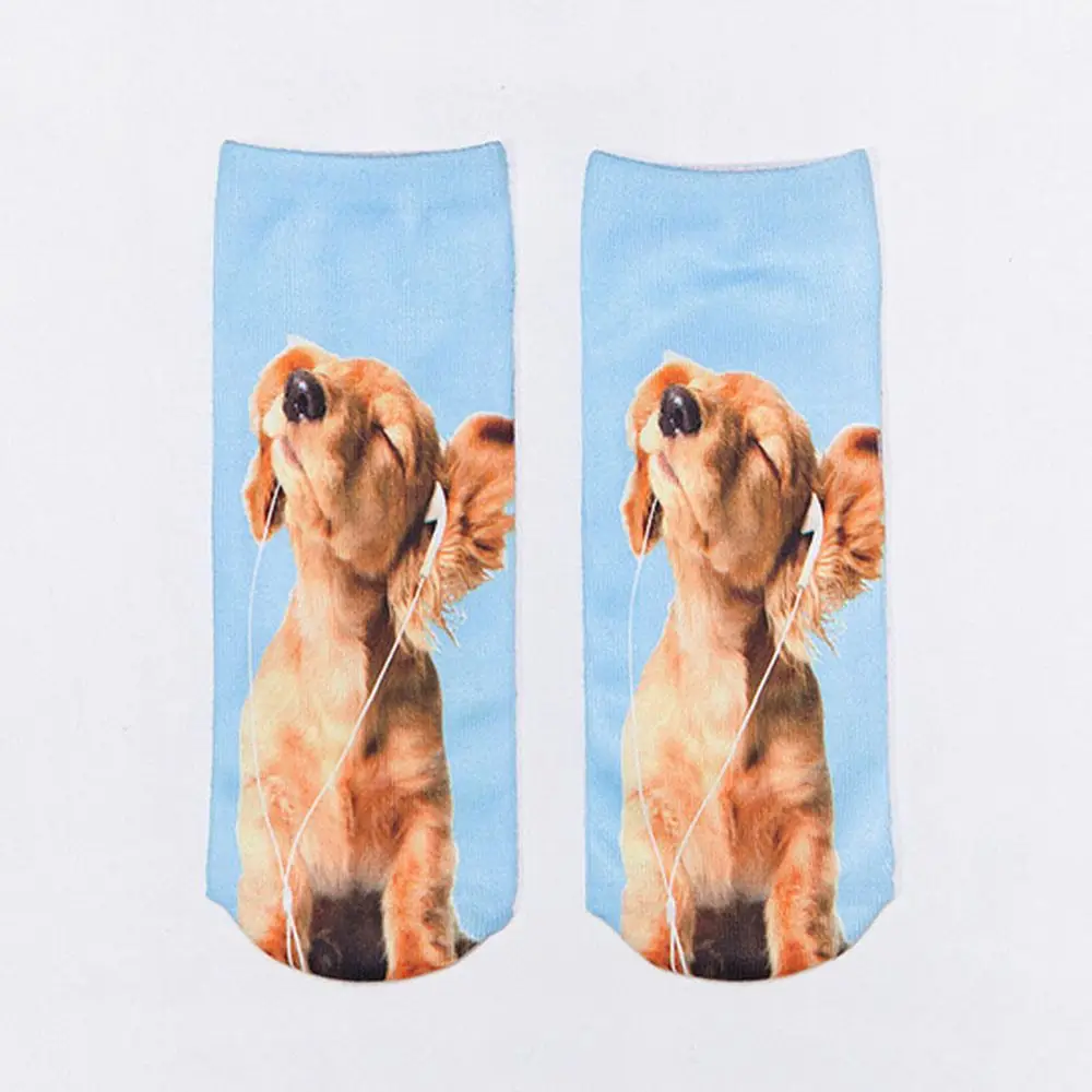 

Lovely Women Men 3D Cartoon Funny Dog Socks Animal Printed Low Cut Ankle Short Breathable Cotton Socks Hot Gift