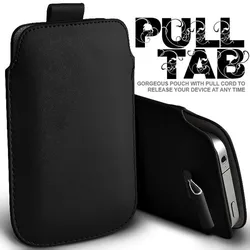 Versatile Pull and Push Tab PU Leather Phone Pouch - iPhone 4 s 5 5 s (Black)