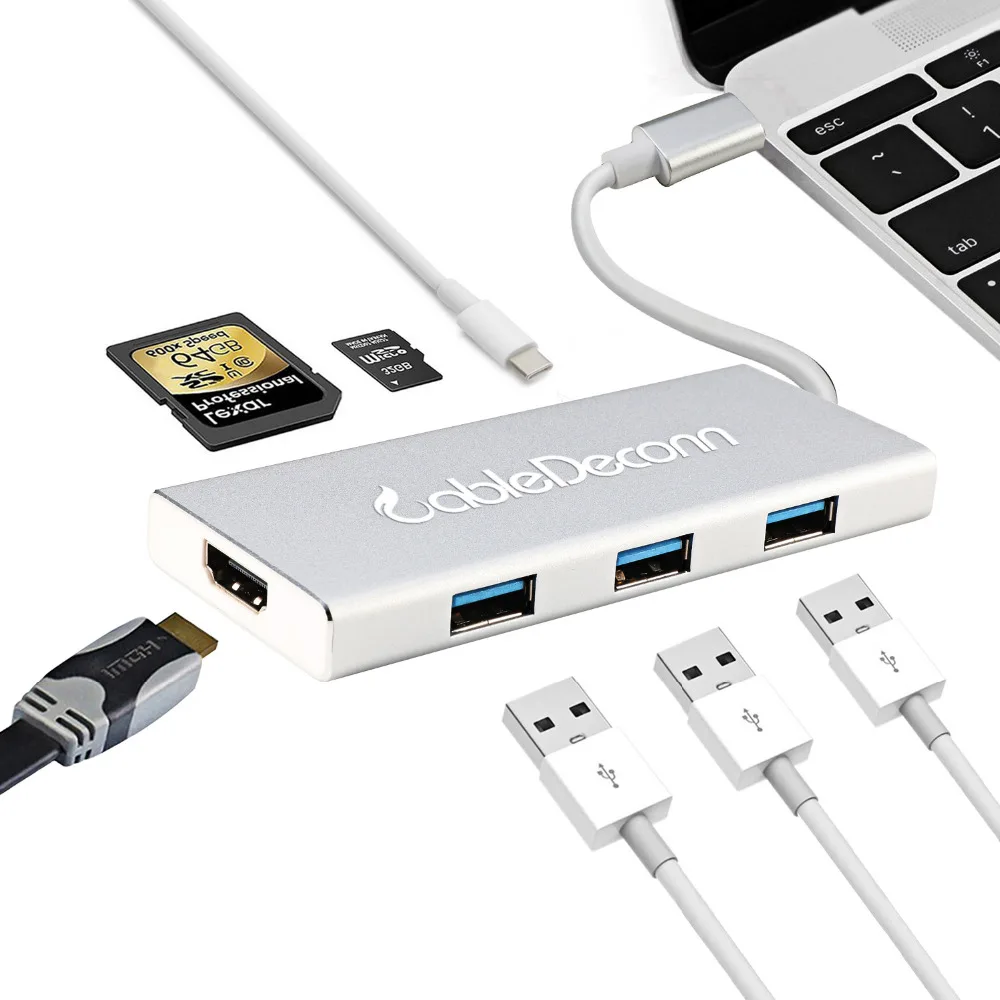 

7 in 1 Type c USB3.1 to HDMI USB 3 HUB SD TF card converter usb c docking station for Samsung S8 laptop