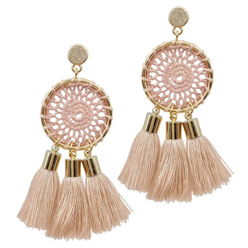 MANILAI 7 Colors Nets Weaving Bohemia Tassels Earrings For Women Beach Jewelry Long Dangle Drop Earrings Statement Brincos 2018