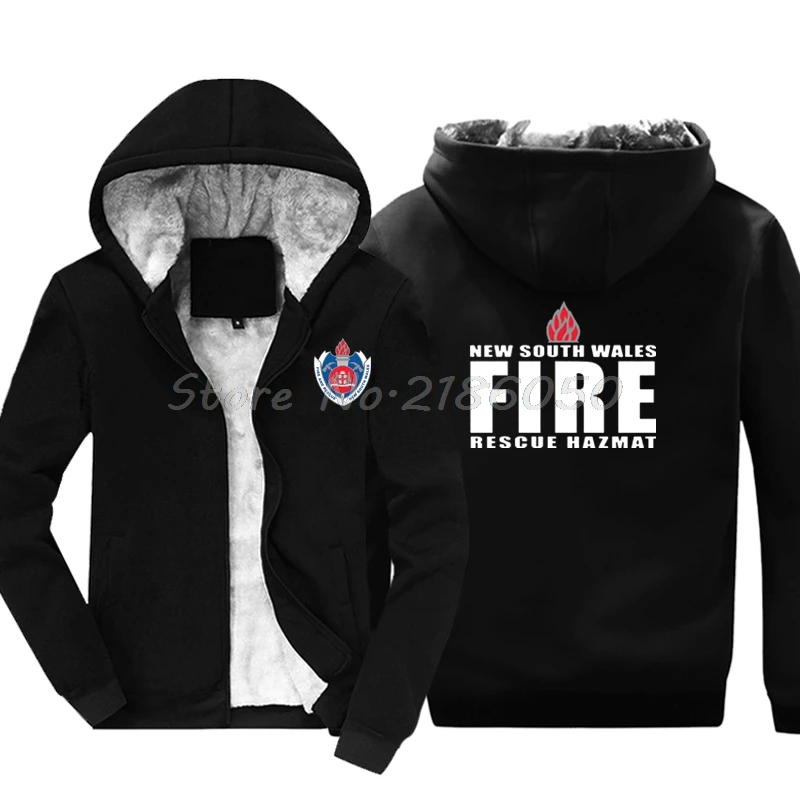 Модные Южный Уэльс пожарно-спасательные опасных логотип Для мужчин Толстовка мужская хлопковая куртка с капюшоном в стиле Харадзюку уличная Фитнес - Цвет: black