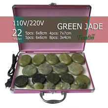 New tontin 22pcs/set green jade body massage hot stone face back massage plate salon SPA with heater box new 22pcs set green jade body massage hot stone spa with canvas ce and rohs 8pcs 5x6 6pcs 6x8 8
