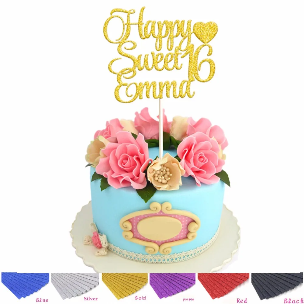 Download Personalised Custom Name Age Happy Sweet Heart Cake Topper ...