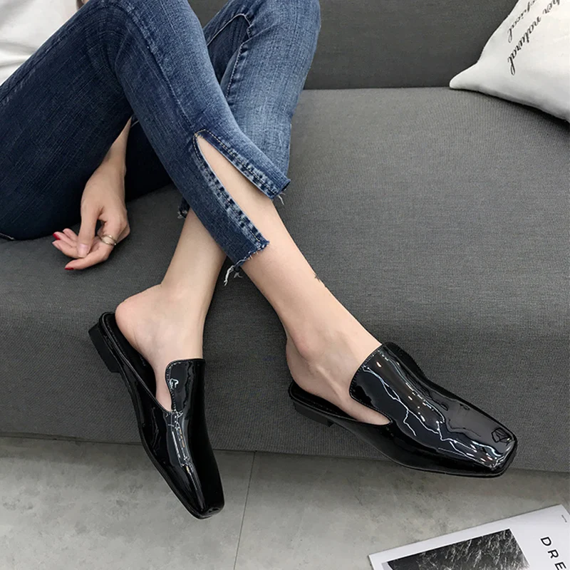 leather slides mules