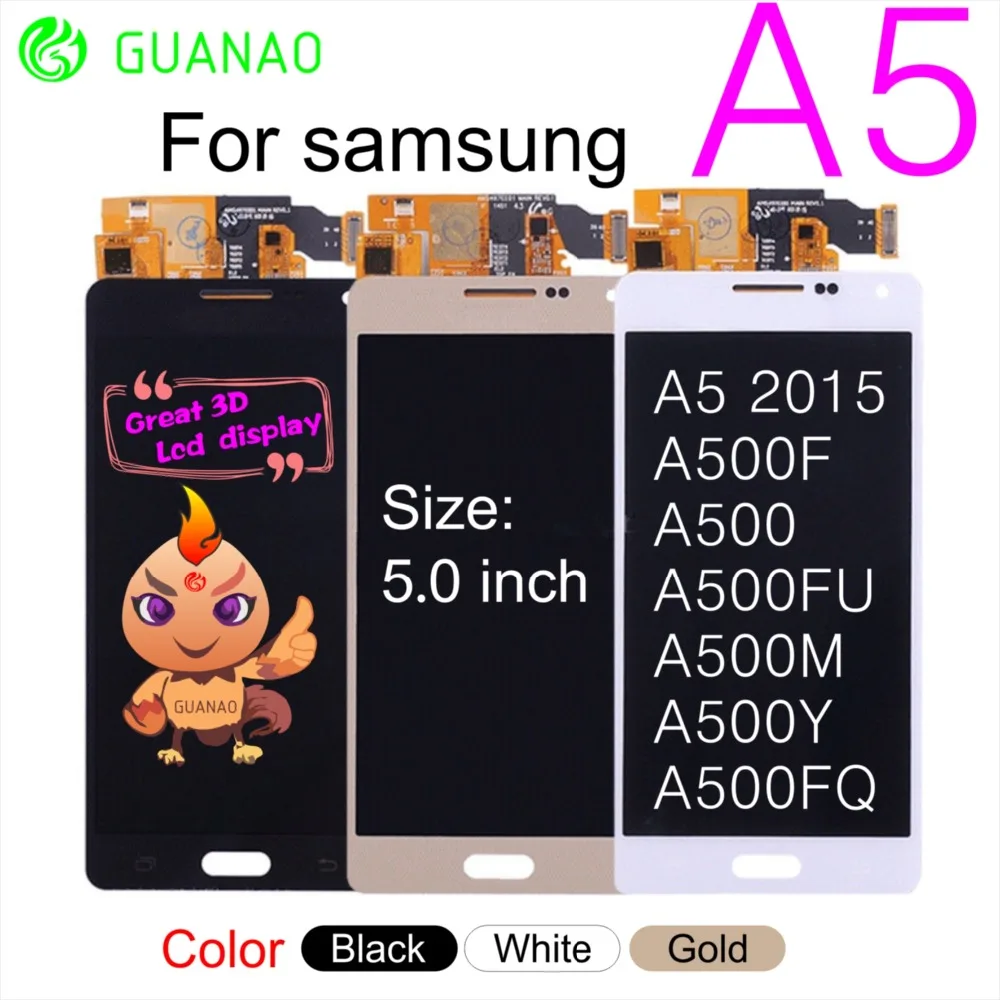 A5 2015 Display A500F LCD Display Touch Screen Assembly For Samsung Galaxy A5 2015 A500 Diplay A500FU A500M A500Y A500FQ black white gold