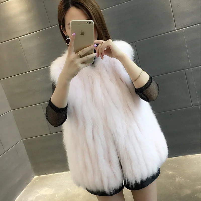 En Veste Baby Manteaux Mode De P4565 Renard 2018 Blue Ptslan Gilet Bonne pink Fourrure White Nouvelles Qualité creamy Doublure Réel Colour Femmes Luxe qOfYz