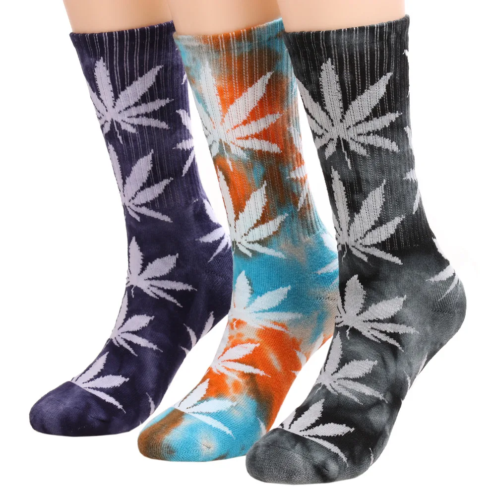 Womens Leaf Pattern High Crew Sock Athletic Casual Socks W118in