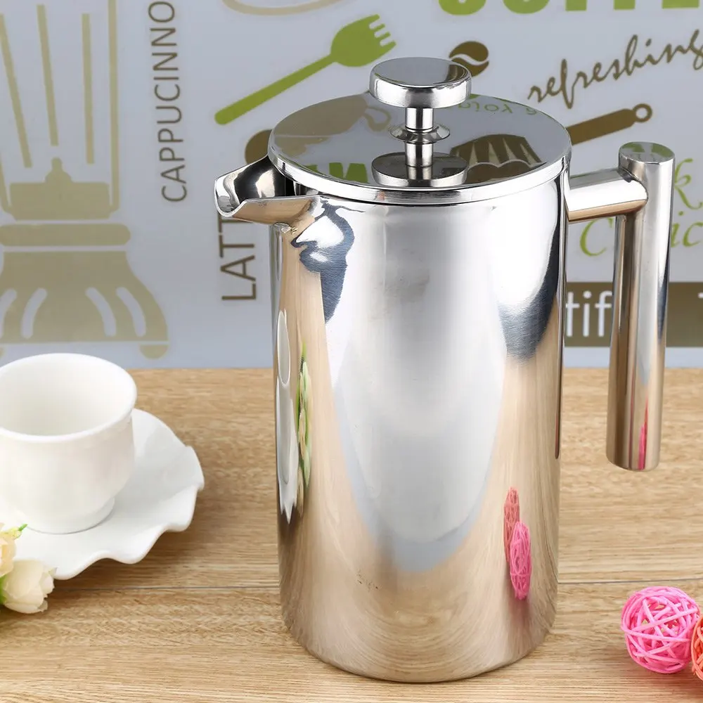 2016 Newest High Quality Insulation Design Polish Process 650ML Stainless Steel Cafetiere French Press With Filter Double Wall
