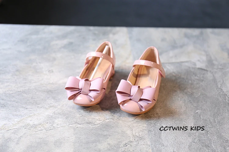 CCTWINS дети для маленьких девочек вечерние платья принцессы для детей ясельного возраста, с бантом, из Pu искусственной кожи в розовом цвете, кожаная обувь детские, средней каблуке детские Модная черная обувь G1126
