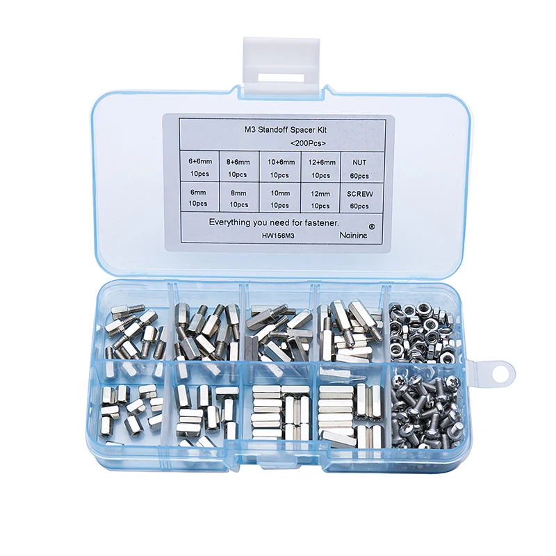 200 шт./компл. M3 Шестигранная гайка интервальный винт мужской женский ...