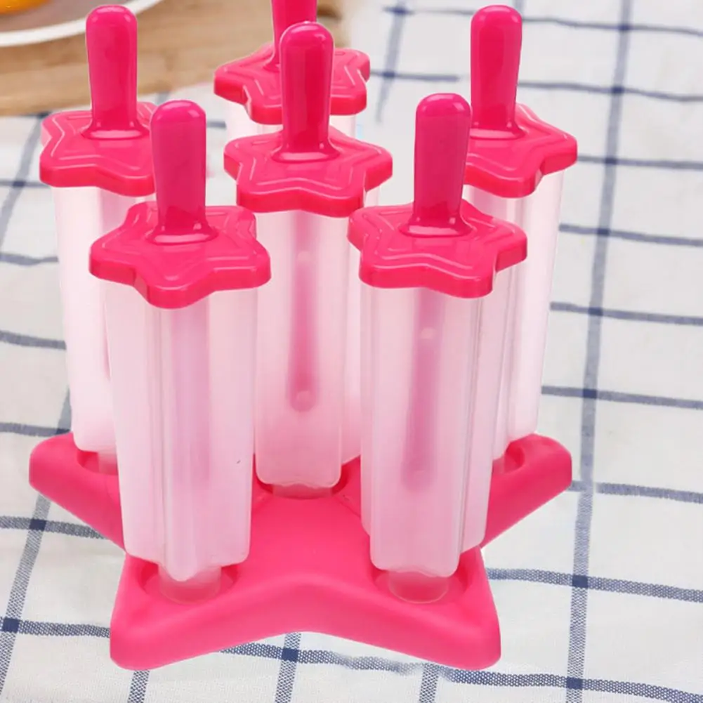 6 шт./компл. Звезда Форма лед-леденец плесень Лето DIY еда класс Силиконовые Формы Для Мороженого Мороженое Maker с палочки для сладостей#20 - Цвет: Red