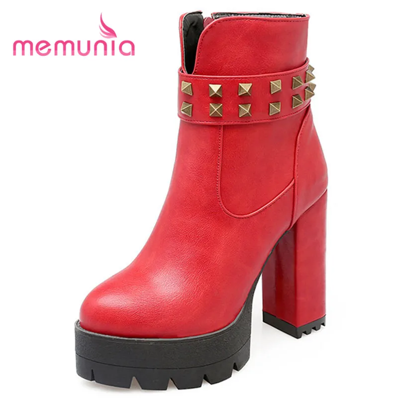 

MEMUNIA new arrive 2020 new fashion ankle boots punk rivet women boots extreme high heels platform boots plus size 32-43
