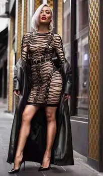 

Women Spring Long Sleeve Top Quality Celebrity Bodycon Rayon Slip Bandage Dress Women Sexy Party Dress