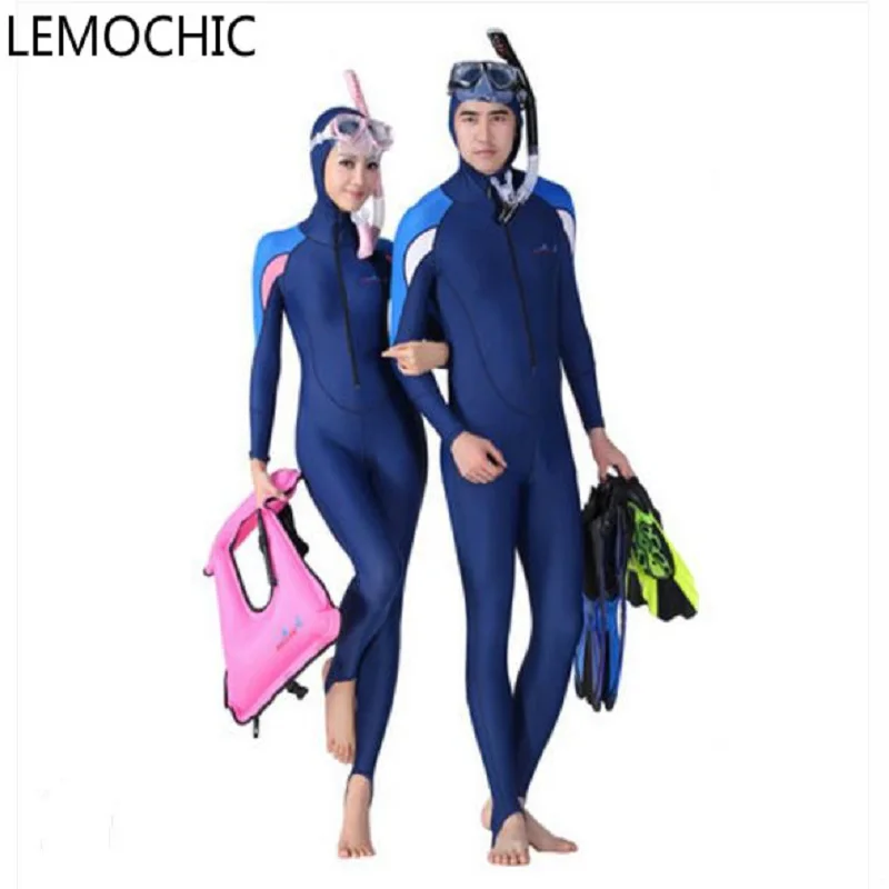 

High quality  Men and women outdoor snorkeling diving suit long sleeve with zip ouple diving sunscreen clothing swimsuit