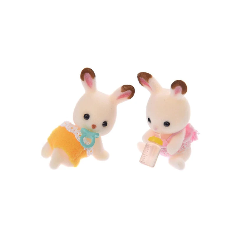 Sylvanian Families кукольный домик пушистые аксессуары для детской куклы Кролик Близнецы w/бутылка подарок для девочки Новинка#5080