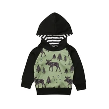 Новая Милая Осенняя толстовка для мальчиков детская одежда с рисунком оленя детские топы, пуловеры, Детские От 6 месяцев до 4 лет