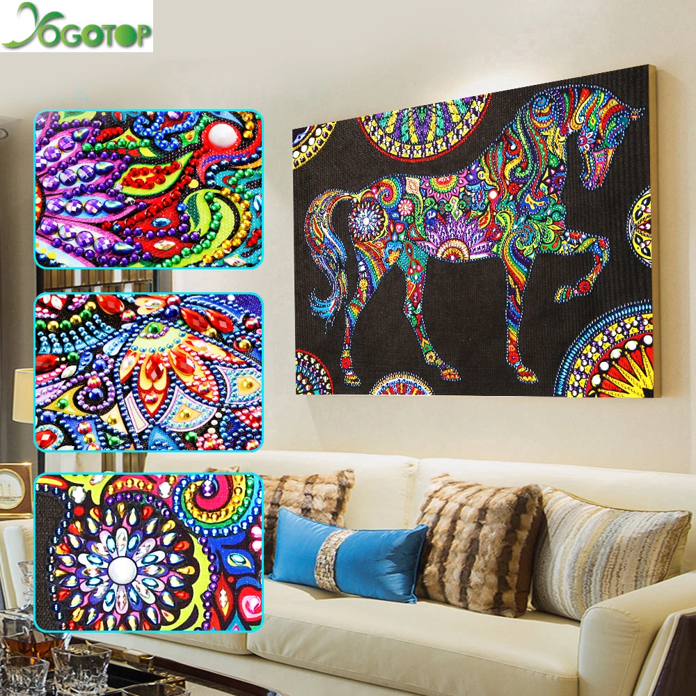 

YOGOTOP Diamond Painting horse Special Shaped Diamond Embroidery Of Rhinestones Partial Diamond Mosaic Animal 30X40cm LP8008