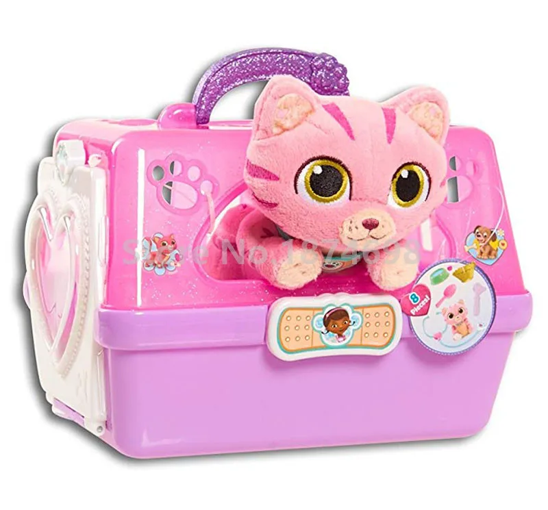 New Doc McStuffins Pet Vet On The Go Carrier Whispers Cat Plush& Figure Tool Accessories Set Kids Toys Dolls for Girls Gifts