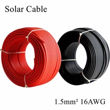 5 м/лот 1.5мм2 16AWG Солнечный Кабель красный и черный PV кабель провод медный проводник XLPE куртка TUV сертификат для панели солнечных батарей