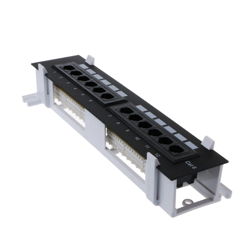 12 Port CAT6 Patch Panel RJ45 Networking Wall Mount Rack Mount Bracket
