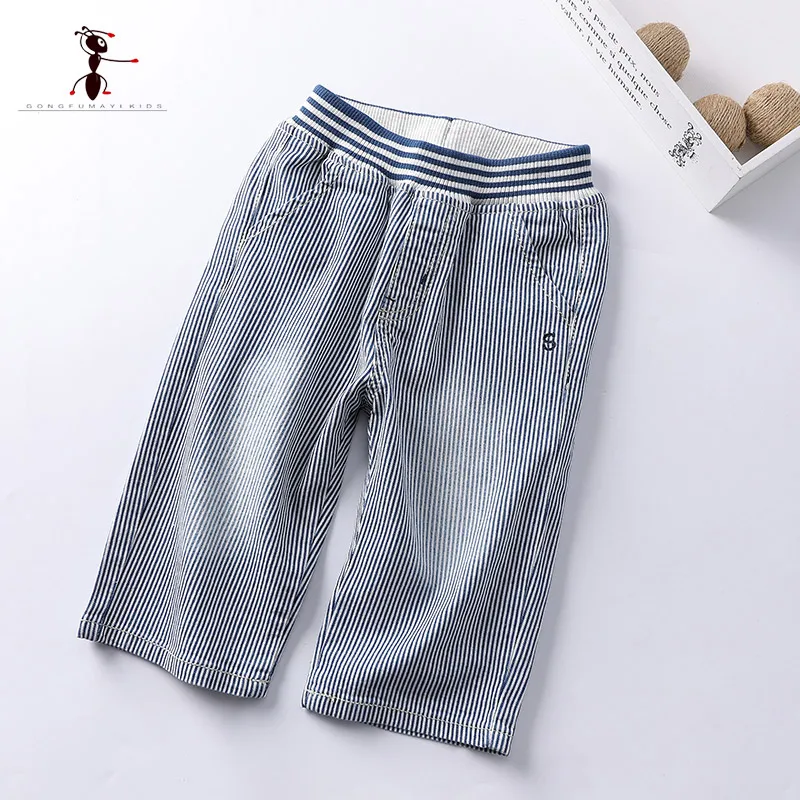 

Kung Fu Ant 2019 Summer Casual Striped Boys Short Pants Cotton Elastic Waist Fashion Solid Knee Length Baby Pants