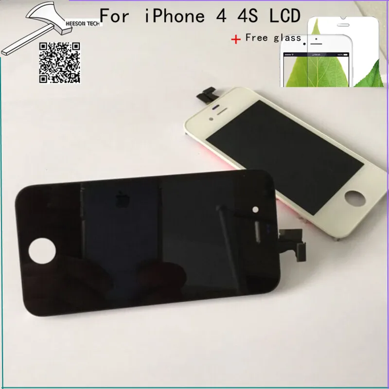 Top quality AAA LCD Display Black&white For iPhone 4 4G 4S Touch Screen Digitizer Assembly Replacement with free tools