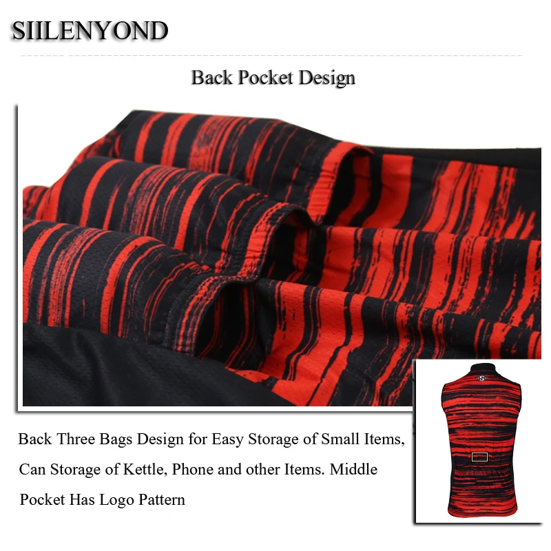 Siilenyond Pro Sleeveless Cycling Jersey Mountain Bicycle Cycling Vests MTB Bike Cycling Wear Quick-Dry Summer Cycling Clothing