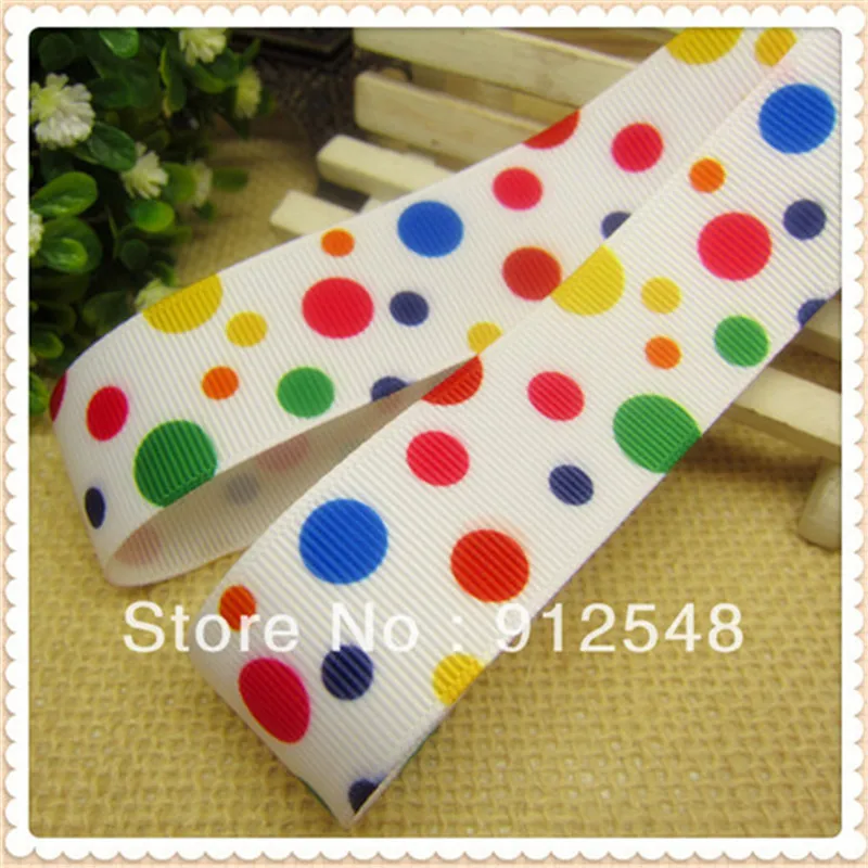 1" (25mm) 2013 color dot printed grosgrain ribbon Gift wrap ribbon 10 style mix 102327