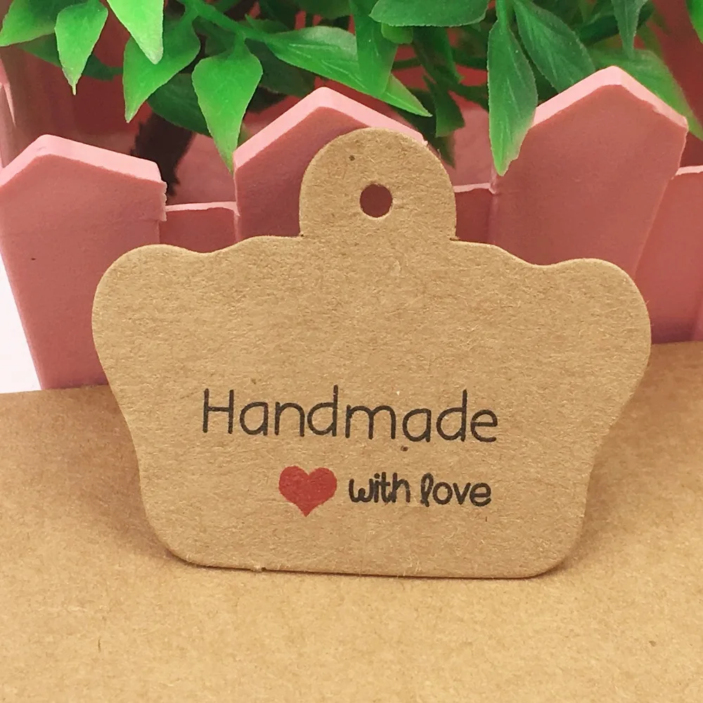 200pcs 5*4cm Kraft paper price tags DIY handmade with love gift tags