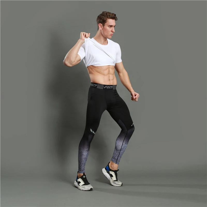 Vertvie фитнес мужские колготки для бега брюки с принтом Спортивные Леггинсы Pro компрессионная спортивная одежда больших размеров спортивные брюки