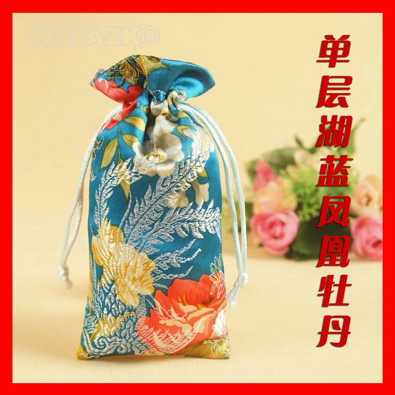 (100 pieces/lot) high quality Silks and satins cloth string bag gift