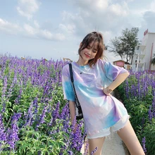 Mishow Креативная летняя многоцветная женская модная повседневная футболка с буквенным принтом, круглым вырезом и короткими рукавами Новая летняя коллекция Повседневный стиль Материал хлопок спанд MX19B3314