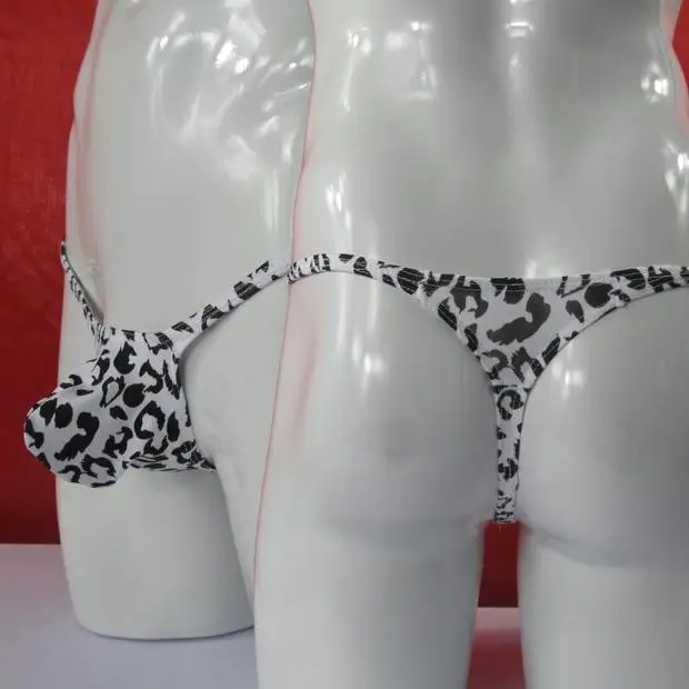 

New arrival male thong pants bulge pouch low-waist zebra leopard printed