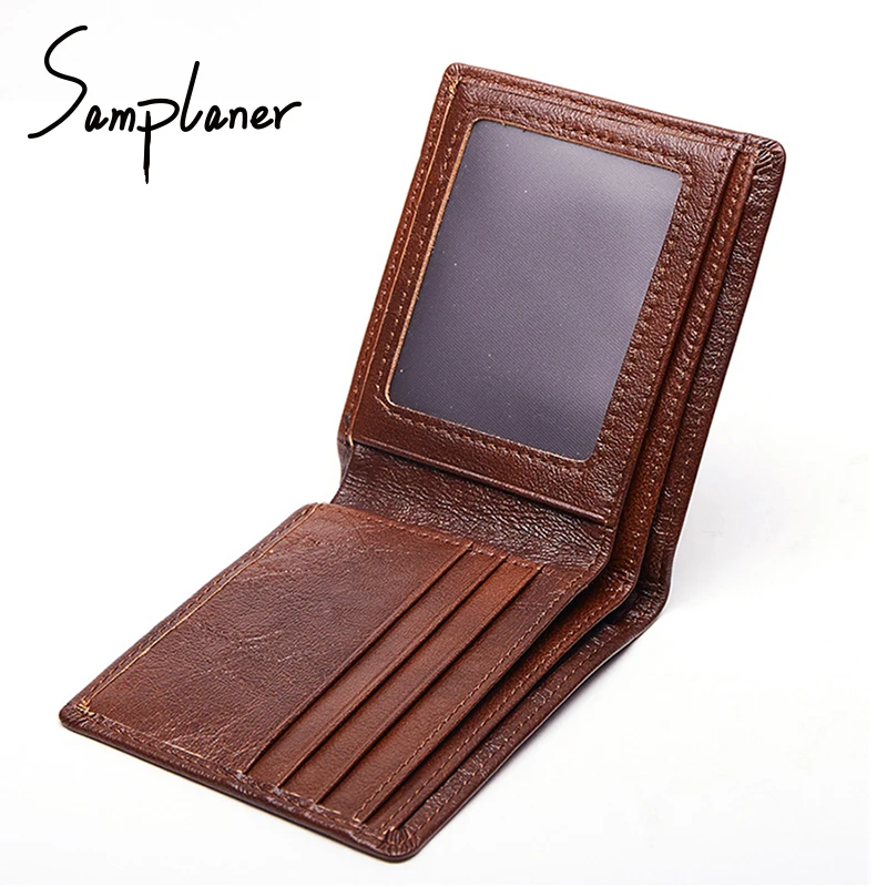 

Genuine Leather Casual Short Men Wallets Super Thin Cowhide Men Purse Small Card Holder Top Quality Men's Photo Coin Purse Male