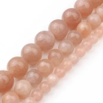 

Pick 4 6 8 mm Natural A+ Sunstone Gem Round Loose Sun Stone Beads For Jewelry Making DIY Women Earrings Necklace Bracelet 15inch