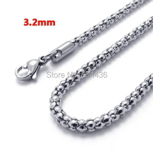 Free shipping 316L 3.2mm 60 70cm Women Girls Mens Boys Necklace silver Color Tone Popcorn stainless steel Chain Jewelry | Украшения и