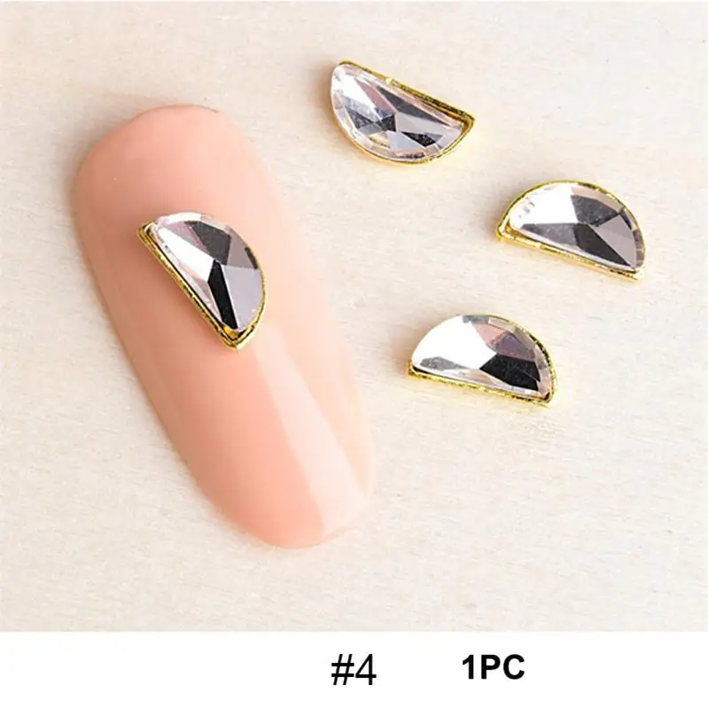 10PCS Irregular Nail Art Rhinestones Colorful Semicircle Crystal Flat Back 3D Nail Jewelry Decorations 1Pc Fluorescence Stone - Цвет: 04