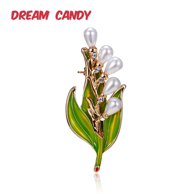 

Dream Candy Creative Pearl Wheat ears Brooches for Women Green Enamel Pin Plant Brooch Party Jewelry Accessories 2019 New Style