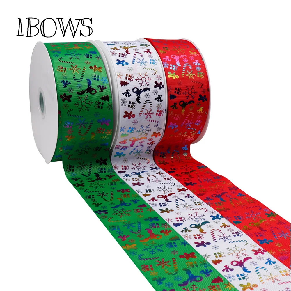 

2yards 3''(75mm) Christmas Grosgrain Ribbon Colorful Snowflake Pattern Printed Tape Festival Decoration DIY Patchwork Materials