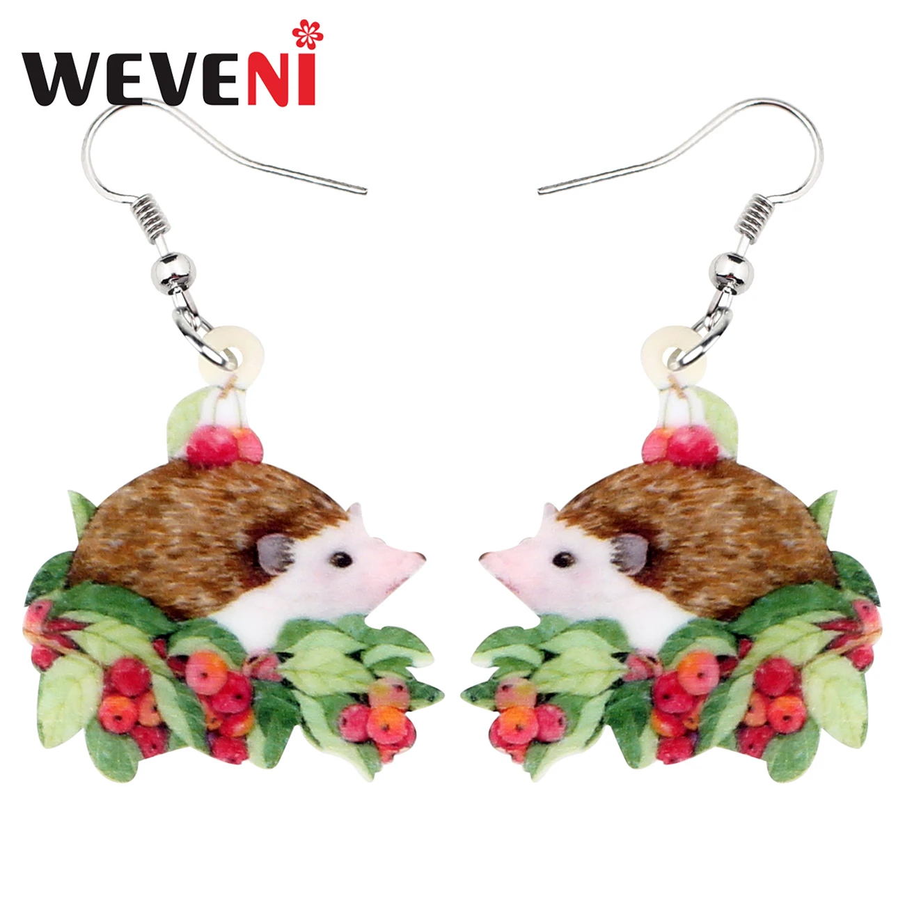 

WEVENI Acrylic Lovely Cherry Hedgehog Earrings Drop Dangle Anime Animal Fariy Tale Jewelry For Women Girls Teens Gift Charms New