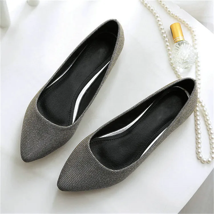CEYANEAO/Женская обувь на плоской подошве, расшитая блестками; женская обувь без застежки; Офисная Женская обувь для отдыха на плоской подошве; женская обувь; большие размеры; 1166 - Цвет: Темно-серый