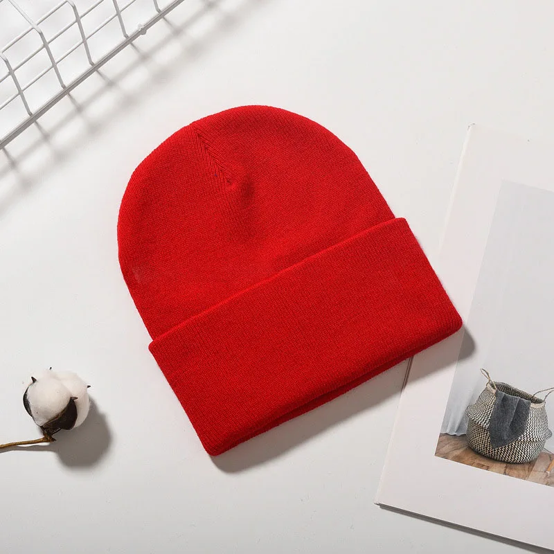 Шапка женская Однотонные теплые зимние шапки для мужчин и женщин, Хлопковые вязаные женские шапки, женские шапочки горрос Mujer Invierno Bonnet - Цвет: A2