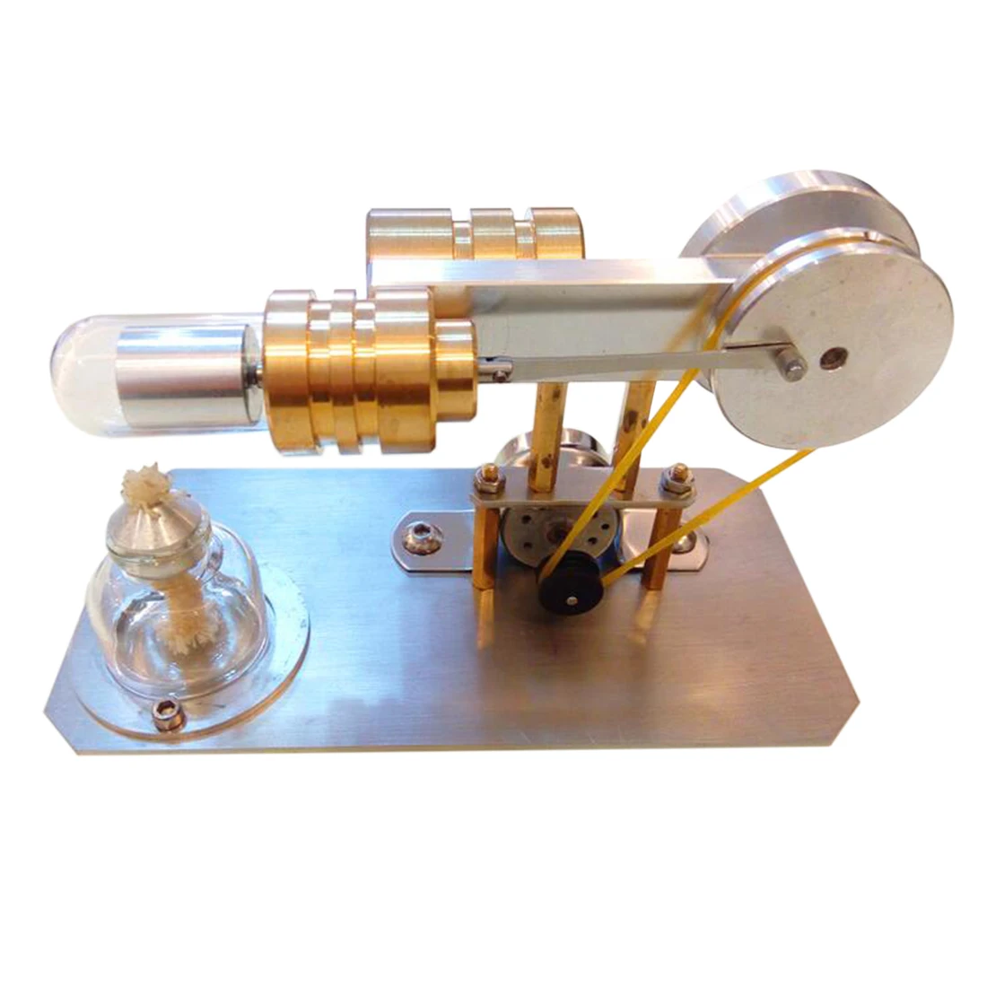 

Hot Stainless Steel Base Plate Brass Cylinder Single Cylinder Stirling Engine Model Educational Toy Gift For Kids Children Adult