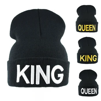 

2017 New KING QUEEN Beanies Knit cap Couple Winter Caps Skullies Bonnet Winter Hats For Men Women Beanie Ski Sports Warm Cap
