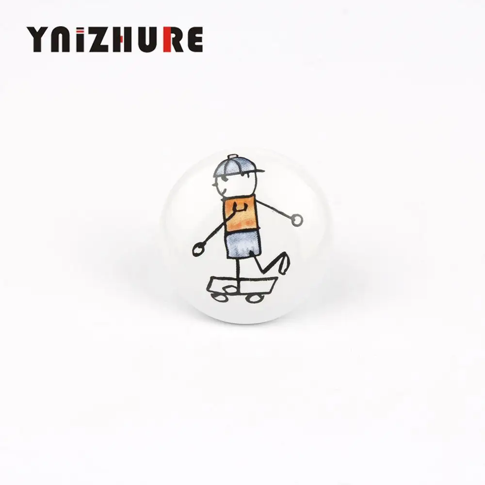 YINZHURE бренд Acme в скандинавском стиле керамический Одноместный круглый K Шкаф Кухня сад дверь ручка современного шкафа Ручка - Цвет: Skateboard Boy