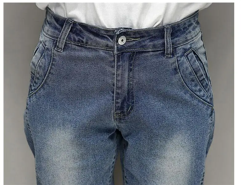Fat mm2019 новые летние ностальгия белые брюки Харлан семь джинсов плюс размер женские модные женские последние расклешенные