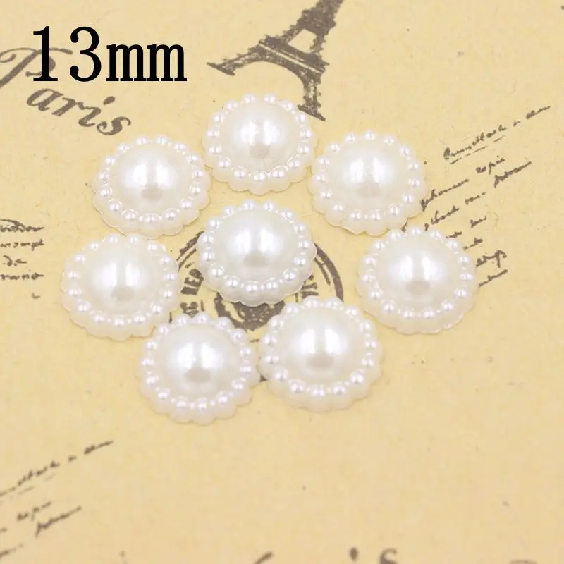 

Free Shipping Size 13mm 144pcs Sunflower Half Round Falt back Imitation Pearls ABS Resin beads